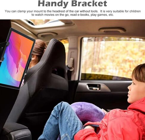 iayokocc Car Headrest Tablet Holder, Headrest Mount Car Tablets Holder Truck 360 Degree Rotation Adjustable Extendable, Tablet Bracket for Auto in Kuwait