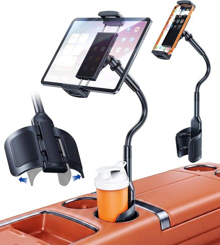 2-in-1 Tablet iPad Cup Holder Mount with Flexible Metal Arm in Kuwait