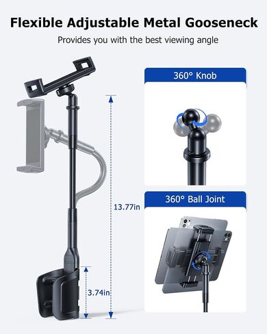 2-in-1 Tablet iPad Cup Holder Mount with Flexible Metal Arm in Kuwait