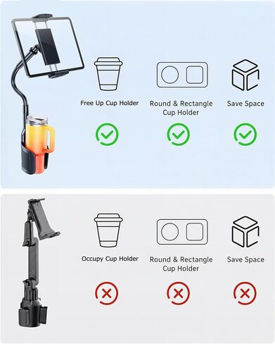 2-in-1 Tablet iPad Cup Holder Mount with Flexible Metal Arm in Kuwait
