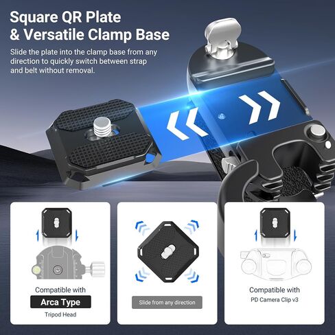 NEEWER Camera Backpack Clip, Quick Release Camera Clip Mount, Compatible with PD System & Arca Type Plate, Secure Locking, 22lb Load for DSLR Mirrorless Cameras in Kuwait