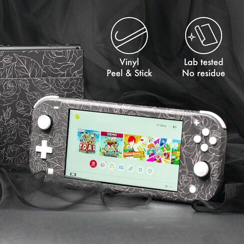 BelugaDesign Rose Switch Skin | Pastel Sticker Wrap Vinyl Decal | Flower Valentine Cute Compatible with Nintendo Switch (Switch Lite, Black) in Kuwait