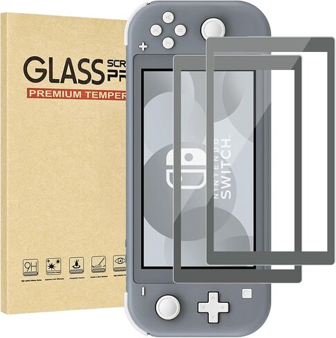 2-Pack Gray Border Tempered Glass Screen Protector for Switch Lite Model 2019 [5.5 Inch]，HD Clear, Anti Scratch, Anti-Fingerprint, Shatterproof，Bubble Free, 9H Hardness, Ultra Thin in Kuwait