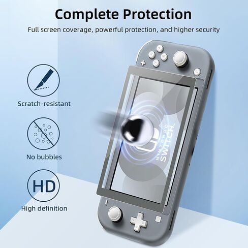 2-Pack Gray Border Tempered Glass Screen Protector for Switch Lite Model 2019 [5.5 Inch]，HD Clear, Anti Scratch, Anti-Fingerprint, Shatterproof，Bubble Free, 9H Hardness, Ultra Thin in Kuwait