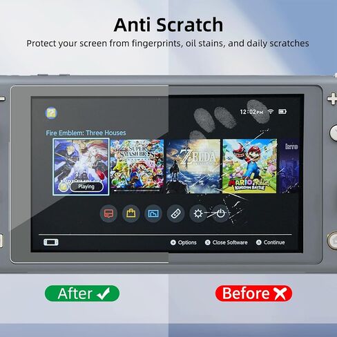 2-Pack Gray Border Tempered Glass Screen Protector for Switch Lite Model 2019 [5.5 Inch]，HD Clear, Anti Scratch, Anti-Fingerprint, Shatterproof，Bubble Free, 9H Hardness, Ultra Thin in Kuwait