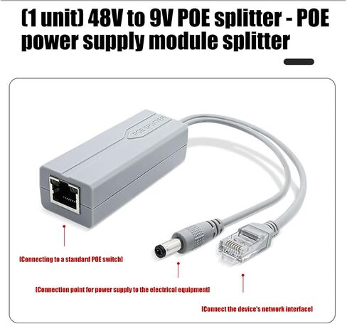 48V to 9V POE Splitter Adapter for Networking Cameras 10 / 100Mbps in Kuwait
