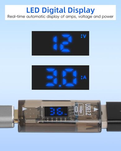 USB A Female to USB C Female Adapter,TYPE C to USB A Adapter Double Side,36W fast charging，10Gbps Data transmission，with LED Display，Suitable for Laptops, Desktop Computers(2 Pack) in Kuwait