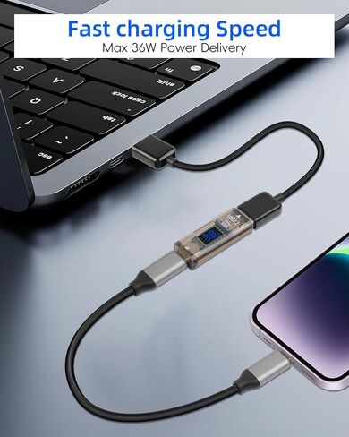 USB A Female to USB C Female Adapter,TYPE C to USB A Adapter Double Side,36W fast charging，10Gbps Data transmission，with LED Display，Suitable for Laptops, Desktop Computers(2 Pack) in Kuwait