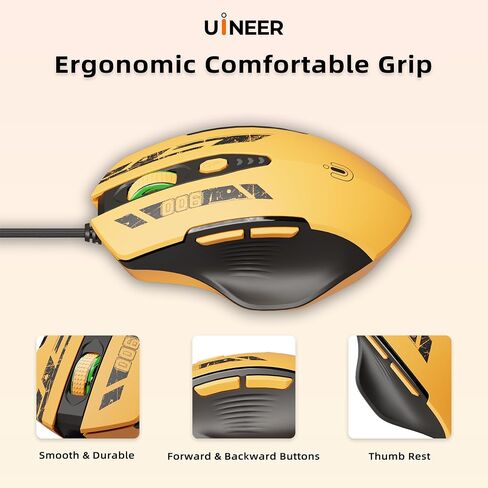 Uineer Wired Gaming Mouse, USB-A Mouse with 6 Programmable Buttons in Kuwait