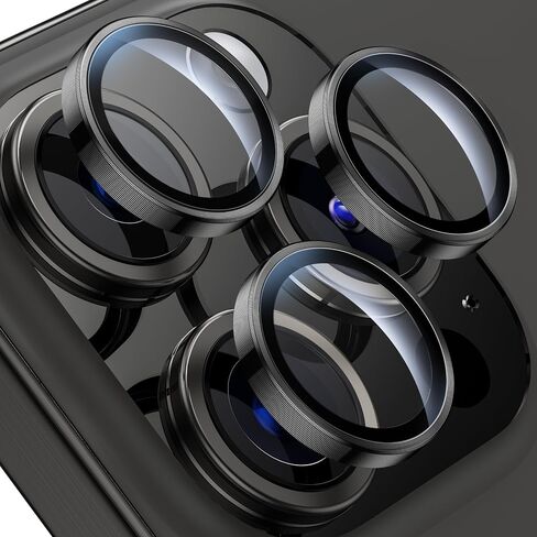 WSKEN for iPhone 15 Pro/iPhone 15 Pro Max Camera Lens Protector,[Keep Original Shooting] Shatterproof 9H Tempered Glass Camera Screen Protector Metal Ring Cover Film Accessories,Black Titanium in Kuwait