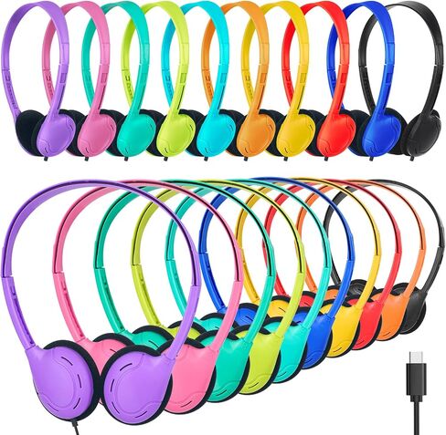USB C Headphones Bulk 10 Pack for Classroom School Kids,On-Ear Wired in Kuwait
