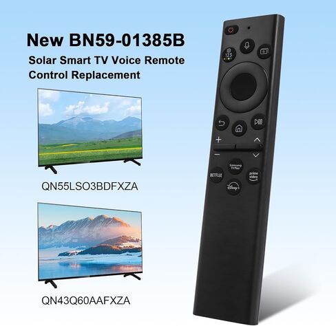 BN59-01385A Solar Frame TV Remote Replacement for Samsung Smart TV with Voice Bluetooth Rechargeable Solar Cell, Compatible with Samsung 2021-2024 Neo LED 4K Ultra HD TV, 4 Shortcut Buttons, Black in Saudi Arabia