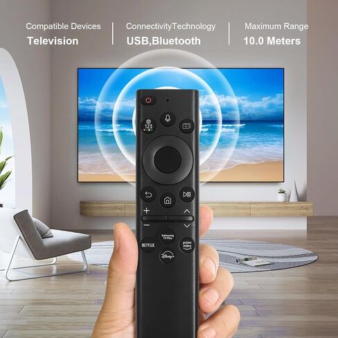 BN59-01385A Solar Frame TV Remote Replacement for Samsung Smart TV with Voice Bluetooth Rechargeable Solar Cell, Compatible with Samsung 2021-2024 Neo LED 4K Ultra HD TV, 4 Shortcut Buttons, Black in Saudi Arabia