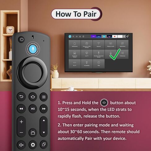 Replacement Voice Remote for All FireSeries, Stick 4K (1st/2nd Gen/Max/Plus),TV Stick (2nd/3rd Gen/Lite/HD),TV Cube (1st/2nd/3rd Gen), for Insignia Smart TVs in Kuwait