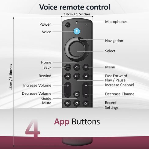 Replacement Voice Remote for All FireSeries, Stick 4K (1st/2nd Gen/Max/Plus),TV Stick (2nd/3rd Gen/Lite/HD),TV Cube (1st/2nd/3rd Gen), for Insignia Smart TVs in Kuwait