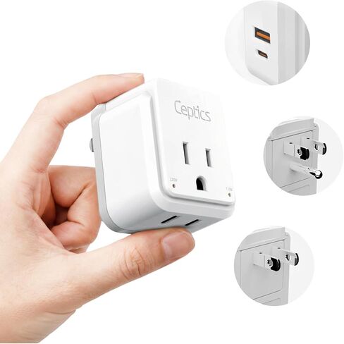 Ceptics Israel, Jordan Power Plug Adapter Travel, 20W PD & QC, Safe Dual USB & USB-C 3.1A -2 USA Socket - Use in Jerusalem, Palestine, UAE - Includes Type H, Type C, Type G Swadapt Attachments in Kuwait