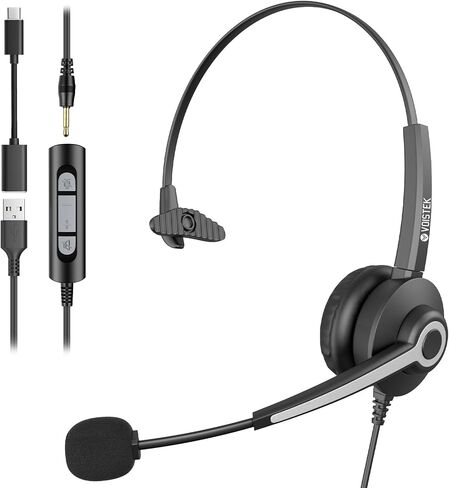 Voistek USB Headset with Microphon,Single-Ear Headset for PC Laptop in Saudi Arabia