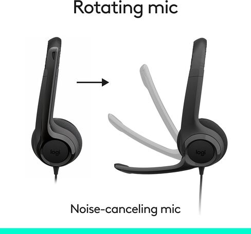 Logitech H391 Wired Headset for PC/Laptop, Stereo Headphones with Noise Canceling Microphone, USB-C, in-Line Controls, Works with Chromebook - Graphite (Pack of 12) in Saudi Arabia