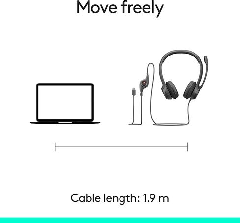 Logitech H391 Wired Headset for PC/Laptop, Stereo Headphones with Noise Canceling Microphone, USB-C, in-Line Controls, Works with Chromebook - Graphite (Pack of 12) in Saudi Arabia