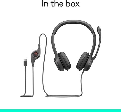 Logitech H391 Wired Headset for PC/Laptop, Stereo Headphones with Noise Canceling Microphone, USB-C, in-Line Controls, Works with Chromebook - Graphite (Pack of 12) in Saudi Arabia