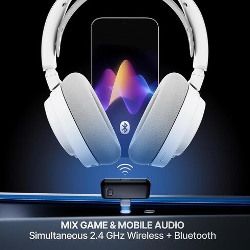 SteelSeries Arctis Nova 7P Wireless Gen 2 Gaming Headset - Real-Time App Control, 50+ HR Play, Neodymium Magnetic Drivers, Mix 2.4GHz/Bluetooth, PS, PC, Switch 1/2, Mobile - White (Renewed) in Saudi Arabia