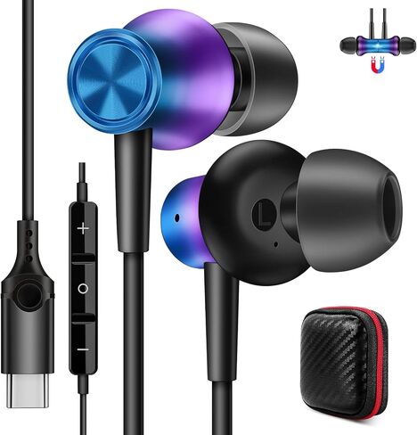 COOYA USB C Headphones for iPhone 17 16 Pro Max iPad Wired Earbuds Purple in Kuwait