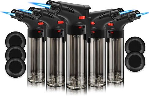 5 Pack of Torch Lighter, Powerful Windproof Jet Flame, Butane Gas Refill, with Safety Lock, Mini Blow Torch Lighters for Candle, Firework (NO Gas) in Saudi Arabia