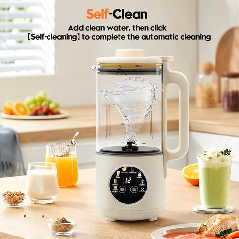 8-in-1 Nut Milk Maker, 50oz Glass Soy Almond Oat Milk Machine with 20-Blades, Delay Start, Constant Temperature, Self-Cleaning, Overheat Protection, Recipe Included in Saudi Arabia