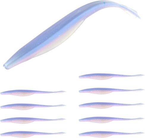 Soft Jerkbait Fluke Lures, 5 Inch Paddle Tail Bass Baits, 10 Pack in Saudi Arabia