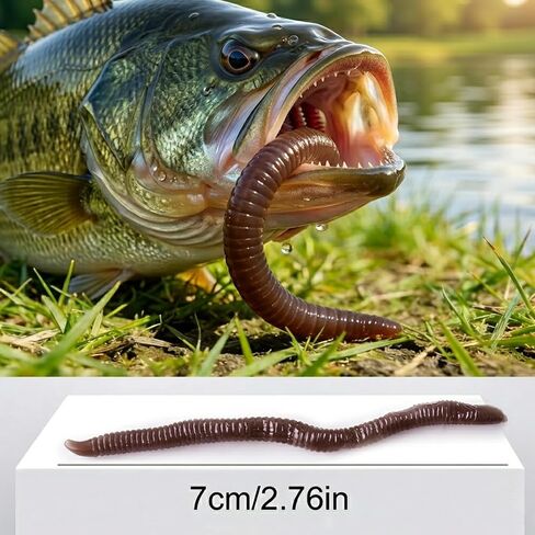 Realistic Earthworm Soft Plastic Fishing Lures 30Pcs/90Pcs Lifelike Grub Worm Artificial Bait for Bass Trout in Saudi Arabia