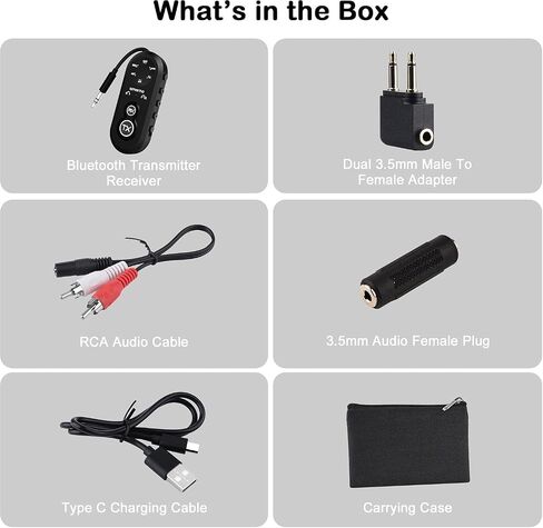 Airplane Bluetooth 5.4 Transmitter Receiver, 2-in-1 Airplane Bluetooth Adapter with Low Latency, Support 2 Headphones, Wireless Audio Transmitter Adapter for Flight Travel/TV/Car/Gym in Saudi Arabia