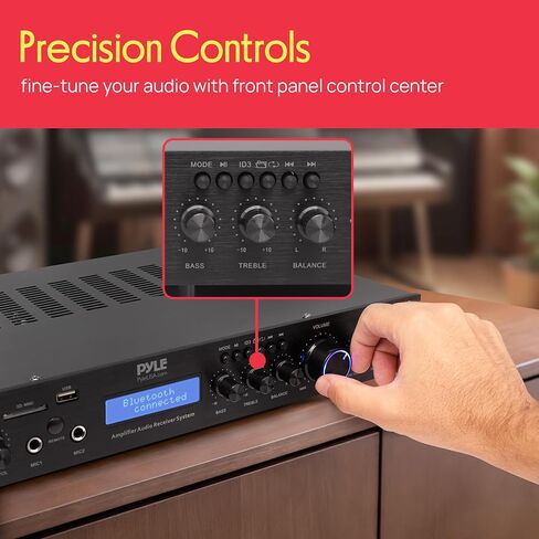Pyle 5-Channel Bluetooth Home Theater Amplifier – Karaoke Receiver with Dual Mic Inputs & Echo, Subwoofer Out, USB/SD/FM Radio, RCA/AUX/CD-DVD/TV Inputs, Rack Mounts, Remote – PDA7BU.6 in Saudi Arabia