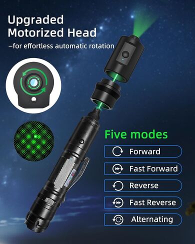 Green Laser Pointer, Rechargeable with 5-Mode Auto-Rotating Head in Kuwait