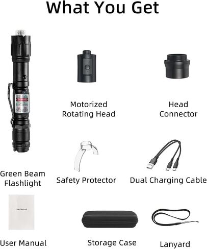 Green Laser Pointer, Rechargeable with 5-Mode Auto-Rotating Head in Kuwait