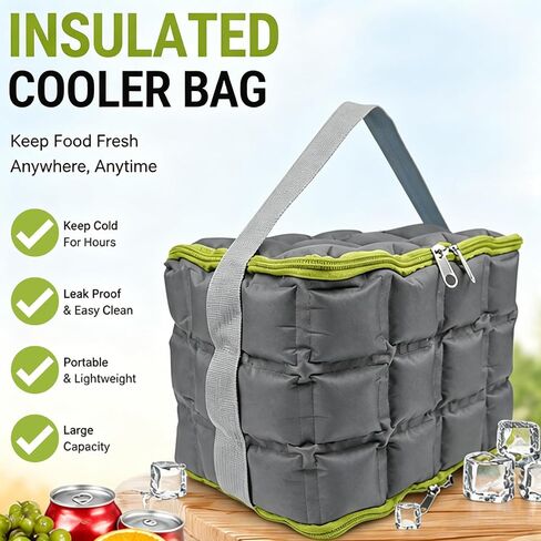 Freezable Cooler Bag – Leakproof Insulated Lunch Cooler, Reusable Ice Bag for Drinks, Fresh Food, Beach, Camping, Picnics & Road Trips in Kuwait