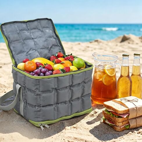 Freezable Cooler Bag – Leakproof Insulated Lunch Cooler, Reusable Ice Bag for Drinks, Fresh Food, Beach, Camping, Picnics & Road Trips in Kuwait