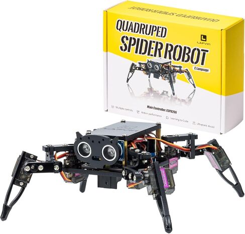 LAFVIN Spider Robot Kit for ESP8266, Quadruped Spider Robot with APP & Infrared Remote Control, Open Source Code STEM Programming Robot for Arduino in Kuwait