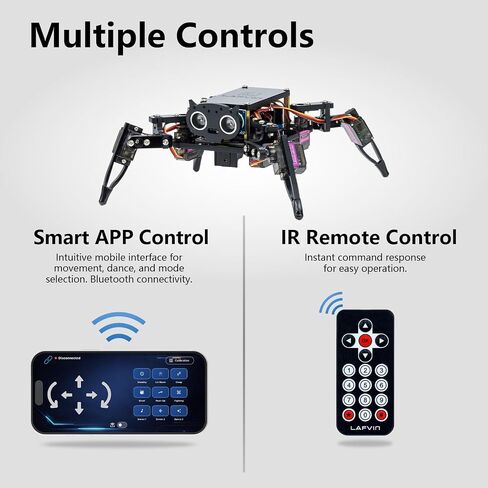LAFVIN Spider Robot Kit for ESP8266, Quadruped Spider Robot with APP & Infrared Remote Control, Open Source Code STEM Programming Robot for Arduino in Kuwait