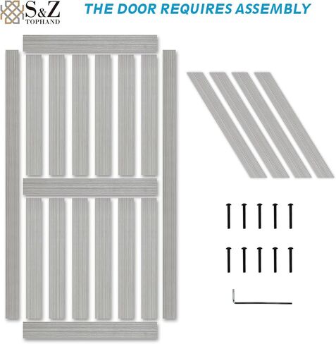 S&Z TOPHAND® 30in x 84in MDF Light Gray Barn Door,Solid Slab Covered with Water-Proof PVC Surface, Simple Assembly is Required in Kuwait