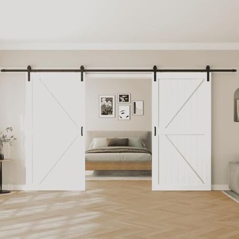 Fredbeck White Barn Doors Double 42x84 Wood Interior Doors in Kuwait