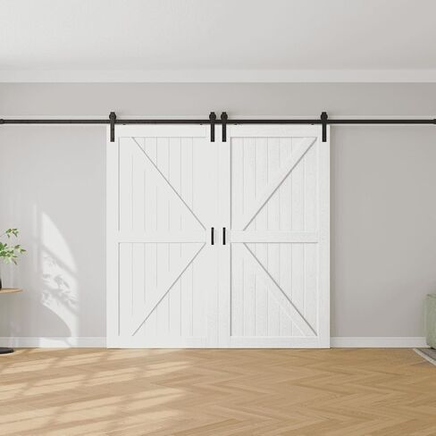 Fredbeck White Barn Doors Double 42x84 Wood Interior Doors in Kuwait