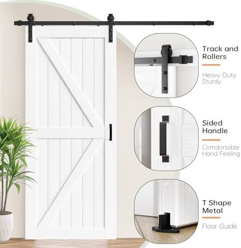 Fredbeck White Barn Doors Double 42x84 Wood Interior Doors in Kuwait