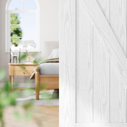 Fredbeck White Barn Doors Double 42x84 Wood Interior Doors in Kuwait