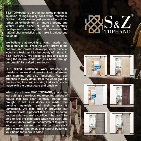 S&Z TOPHAND® 20in x 84in Double Elephant Gray Knotty Pine Barn Door with 8FT Sliding Hardware Kit/Double -Sided Handle/Solid Wood/Simple Assembly is Required in Kuwait
