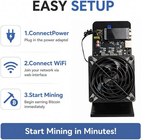 Vynel Bitcoin Miner NerdQaxeplus, 6TH/s BM1370 *4 ASIC Chips, Home Use BTC Miner, Open Source Solo Crypto Mining Machine, 2.4G WiFi & RJ45 Ethernet, Dual-Fan Plug-and-Play in Kuwait