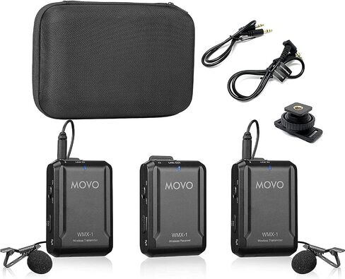 Movo WMX-1 2.4GHz Wireless Lavalier Microphone System Compatible with DSLR Cameras, Camcorders, iPhone, Android Smartphones, and Tablets (200' ft Audio Range) in Kuwait