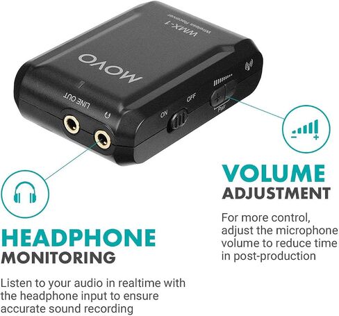 Movo WMX-1 2.4GHz Wireless Lavalier Microphone System Compatible with DSLR Cameras, Camcorders, iPhone, Android Smartphones, and Tablets (200' ft Audio Range) in Kuwait