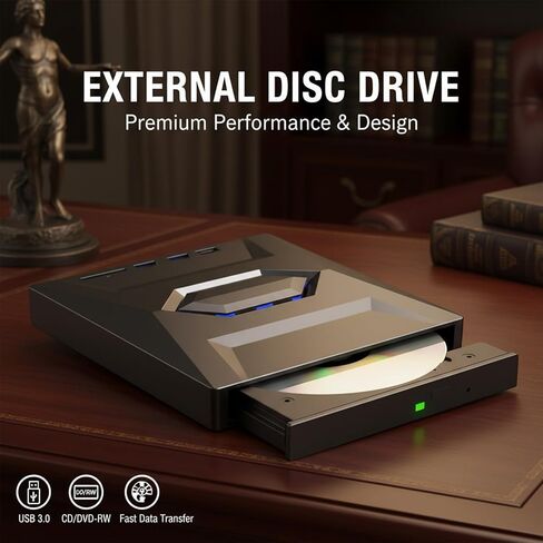 External Blu-ray Drive,5-in-1 USB-C (5Gbps) Portable CD/DVD Burner for Laptop, Rewriter with SD/TF Card Slots and 2 USB Hubs, Blu-ray Player Compatible with Windows 11/10/Mac/Linux Desktop PC (3 sets) in Kuwait