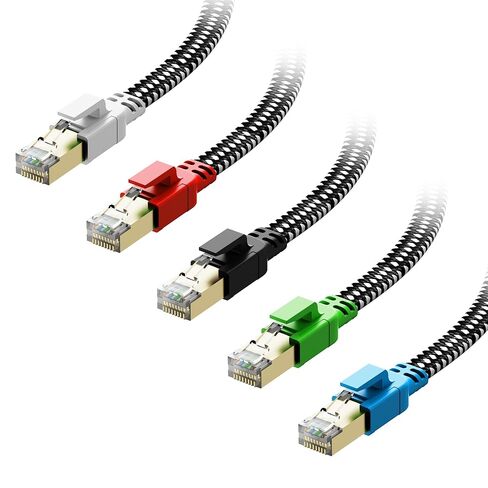 Orbram Cat 8 Ethernet Cable 3FT5PACK Nylon Braided Bundle with Cat 8 Ethernet Cable 10FT Black in Kuwait
