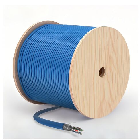 Cat7 S/FTP Ethernet Cable 500ft LAN, Category 7 Network Cable 23 AWG 4 Pair Solid Bare Copper 750Mhz 1000M 4 Twisted Pairs, CMR Rated, Aluminum Foil Shielding (Blue) in Kuwait